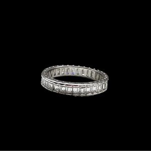 Emerald Cut Zirconia Band in Silver